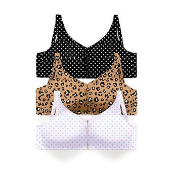 Comfort Choice Women's Plus Size 3-Pack Front-Close Cotton Wireless Bra