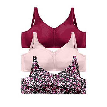 Comfort Choice Women's Plus Size 3-Pack Front-Close Cotton Wireless Bra