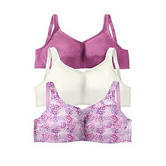 Comfort Choice Women's Plus Size 3-Pack Front-Close Cotton Wireless Bra