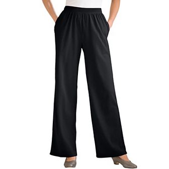 Woman Within Plus Size 7-Day Knit Wide-Leg Pull-On Pants