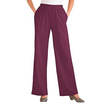 Woman Within Plus Size 7-Day Knit Wide-Leg Pull-On Pants