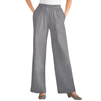 Woman Within Plus Size 7-Day Knit Wide-Leg Pull-On Pants
