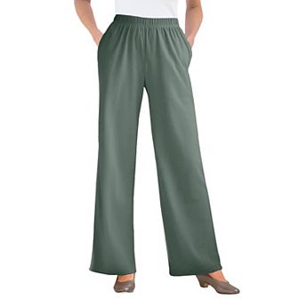 Woman Within Plus Size 7-Day Knit Wide-Leg Pull-On Pants