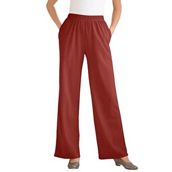 Woman Within Plus Size 7-Day Knit Wide-Leg Pull-On Pants
