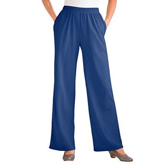 Woman Within Plus Size 7-Day Knit Wide-Leg Pull-On Pants