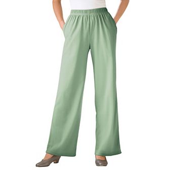Woman Within Plus Size 7-Day Knit Wide-Leg Pull-On Pants