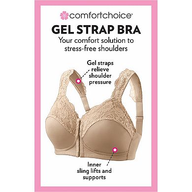 Comfort Choice Women's Plus Size Front Close Wireless Gel Strap Bra