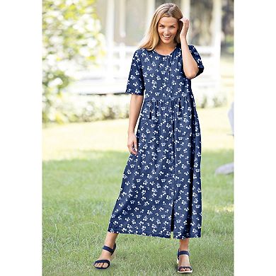 Woman Within Plus Size Short-Sleeve Denim Dress