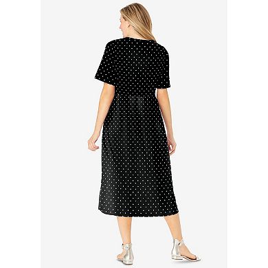 Woman Within Plus Size Petite Button-Front Essential Dress