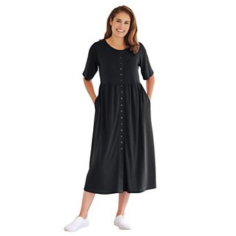 Woman Within Plus Size Button-Front Essential Dress