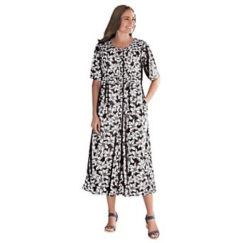 Woman Within Plus Size Button-Front Essential Dress