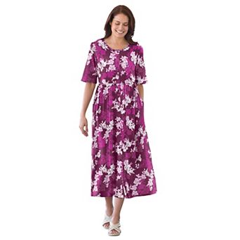 Woman Within Plus Size Button-Front Essential Dress