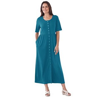 Woman Within Plus Size Button-Front Essential Dress