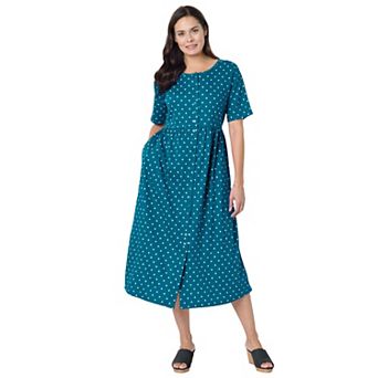 Woman Within Plus Size Button-Front Essential Dress