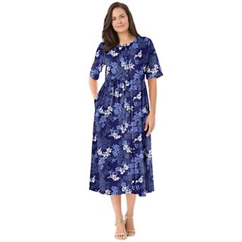 Woman Within Plus Size Button-Front Essential Dress