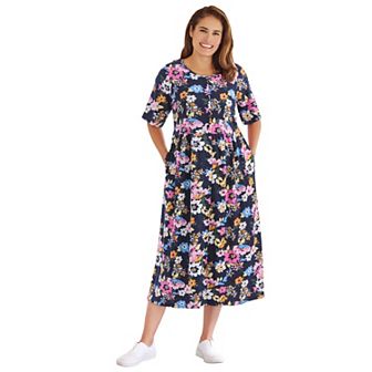 Woman Within Plus Size Button-Front Essential Dress