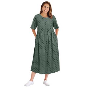 Woman Within Plus Size Button-Front Essential Dress