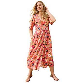 Woman Within Plus Size Button-Front Essential Dress