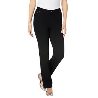 Woman Within Plus Size Straight-Leg Stretch Denim Five-Pocket Jeans