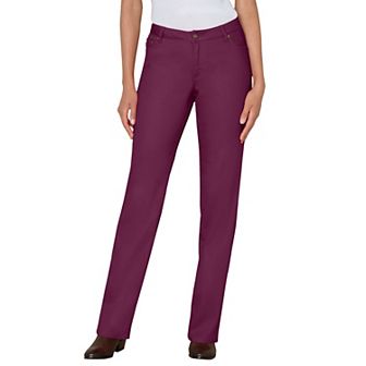Woman Within Plus Size Straight-Leg Stretch Denim Five-Pocket Jeans