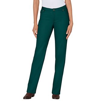 Woman Within Plus Size Straight-Leg Stretch Denim Five-Pocket Jeans