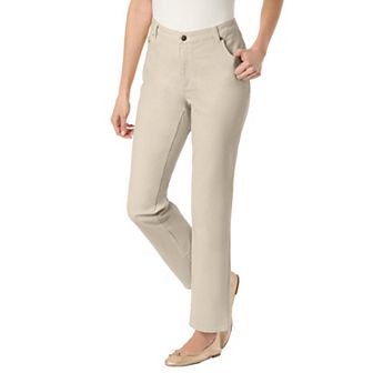 Woman Within Plus Size Straight-Leg Stretch Denim Five-Pocket Jeans