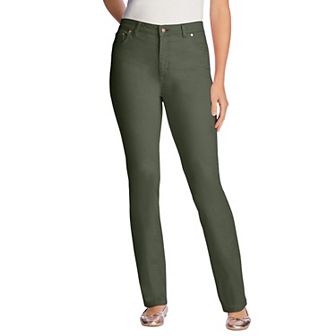 Woman Within Plus Size Straight-Leg Stretch Denim Five-Pocket Jeans