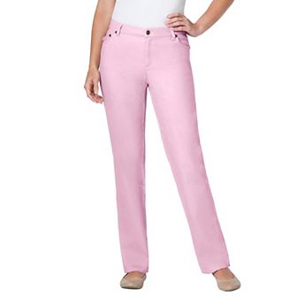 Woman Within Plus Size Straight-Leg Stretch Denim Five-Pocket Jeans