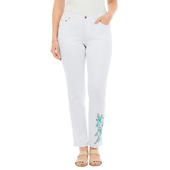 Woman Within Plus Size Petite Stretch Denim 5-Pocket Straight-Leg Jeans
