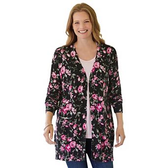Woman Within Plus Size Perfect Longer-Length Cotton Cardigan