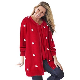 Woman Within Plus Size Perfect Longer-Length Cotton Cardigan