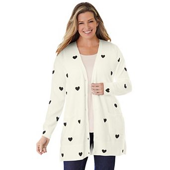 Woman Within Plus Size Perfect Longer-Length Cotton Cardigan
