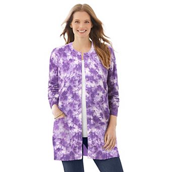 Woman Within Plus Size Perfect Longer-Length Cotton Cardigan Sweater