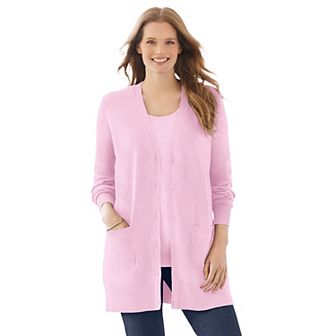 Woman Within Plus Size Perfect Longer-Length Cotton Cardigan