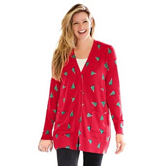 Woman Within Plus Size Perfect Longer-Length Cotton Cardigan