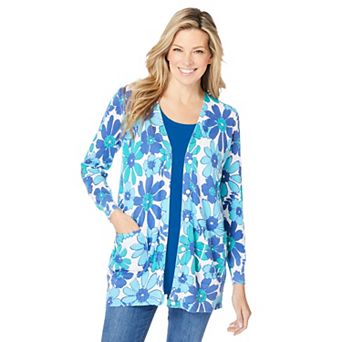 Woman Within Plus Size Perfect Longer-Length Cotton Cardigan