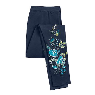 Woman Within Plus Size Stretch Cotton Embroidered Legging