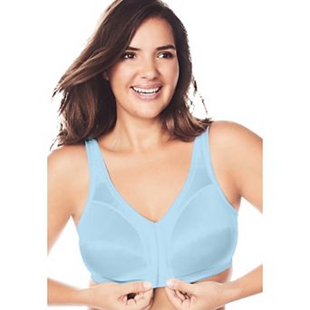 Comfort Choice Women's Plus Size Front-close Satin Wireless Bra