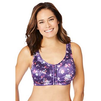 Comfort Choice Women's Plus Size Front-close Satin Wireless Bra