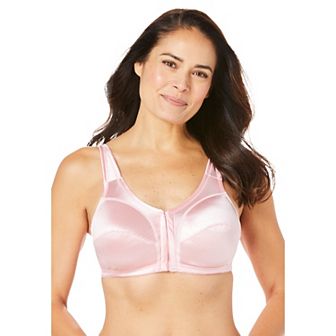 Comfort Choice Women's Plus Size Front-close Satin Wireless Bra