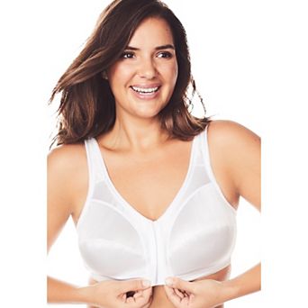 Comfort Choice Women's Plus Size Front-close Satin Wireless Bra