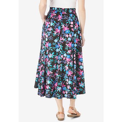 Woman Within Plus Size Wide Elastic Waist Skirt