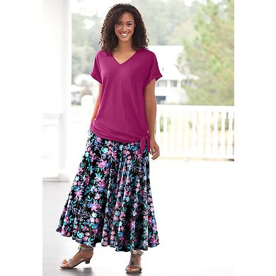 Woman Within Plus Size Wide Elastic Waist Skirt