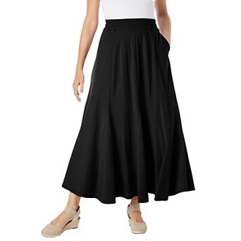 Woman Within Plus Size Wide Elastic Waist Skirt