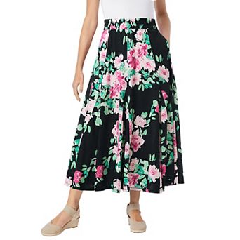 Woman Within Plus Size Wide Elastic Waist Skirt