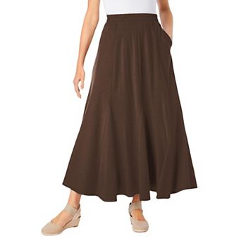 Woman Within Plus Size Wide Elastic Waist Skirt