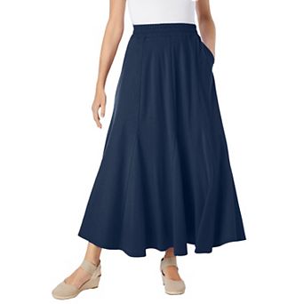 Woman Within Plus Size Wide Elastic Waist Skirt