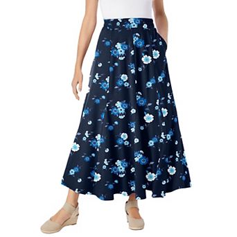 Woman Within Plus Size Wide Elastic Waist Skirt