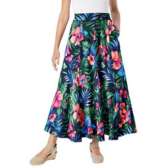 Woman Within Plus Size Wide Elastic Waist Skirt