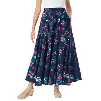 Woman Within Plus Size Wide Elastic Waist Skirt